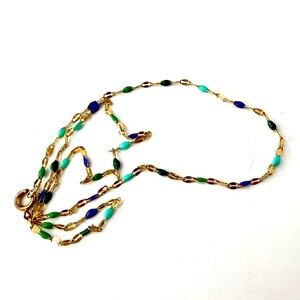 Vintage Jewel Tone Chain Necklace, Perfect Layering Necklace
